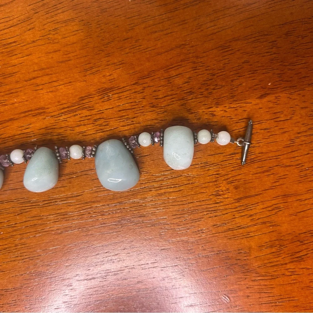 Elegant boho natural stone blue Green Necklace